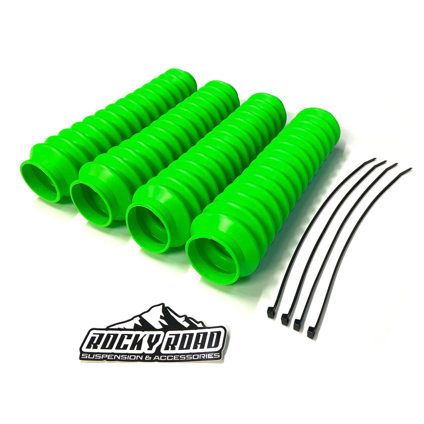 LIME GREEN Universal 2” x 11” Shock Absorber Dust Boots Covers (Set of 4)