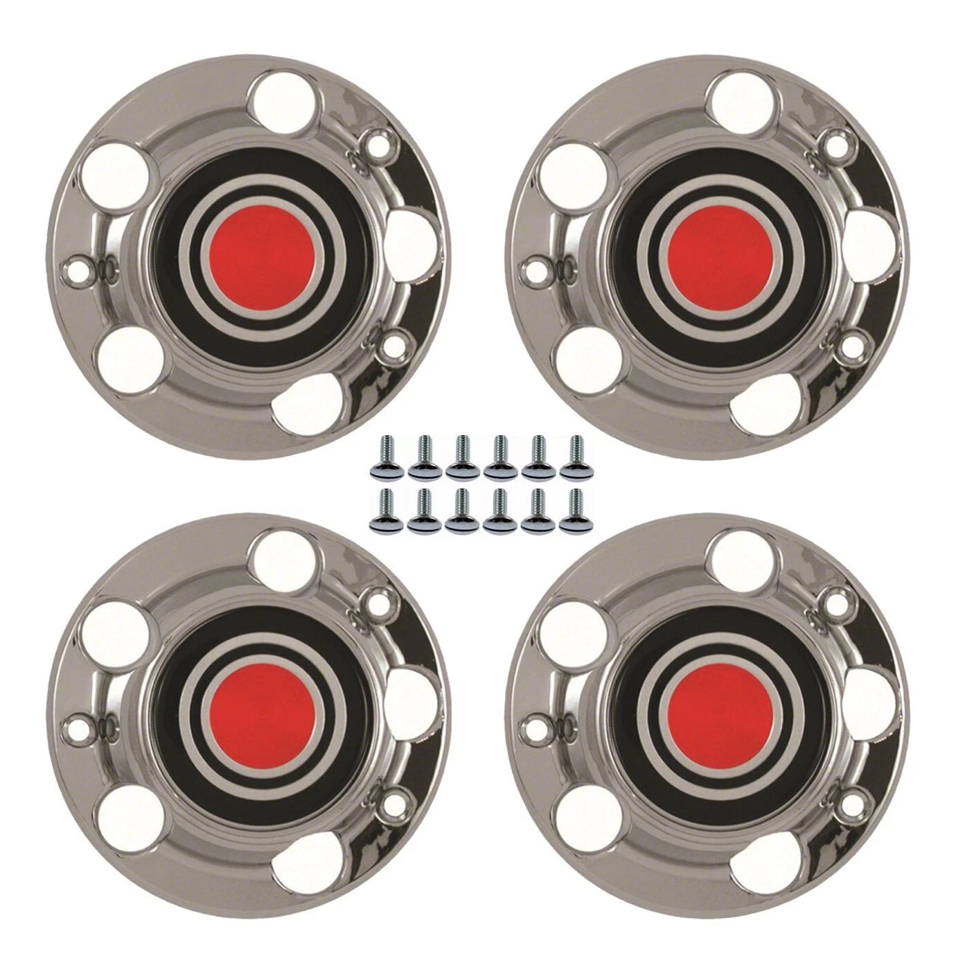 Chrome Wheel Center Hub Caps (Set of 4) for 1980-1996 FORD F150 BRONCO VAN