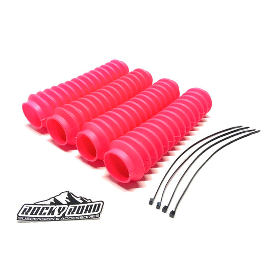 Rocky Road PINK 2” x 11” Universal Shock Absorber Dust Boots Covers (Set of 4)