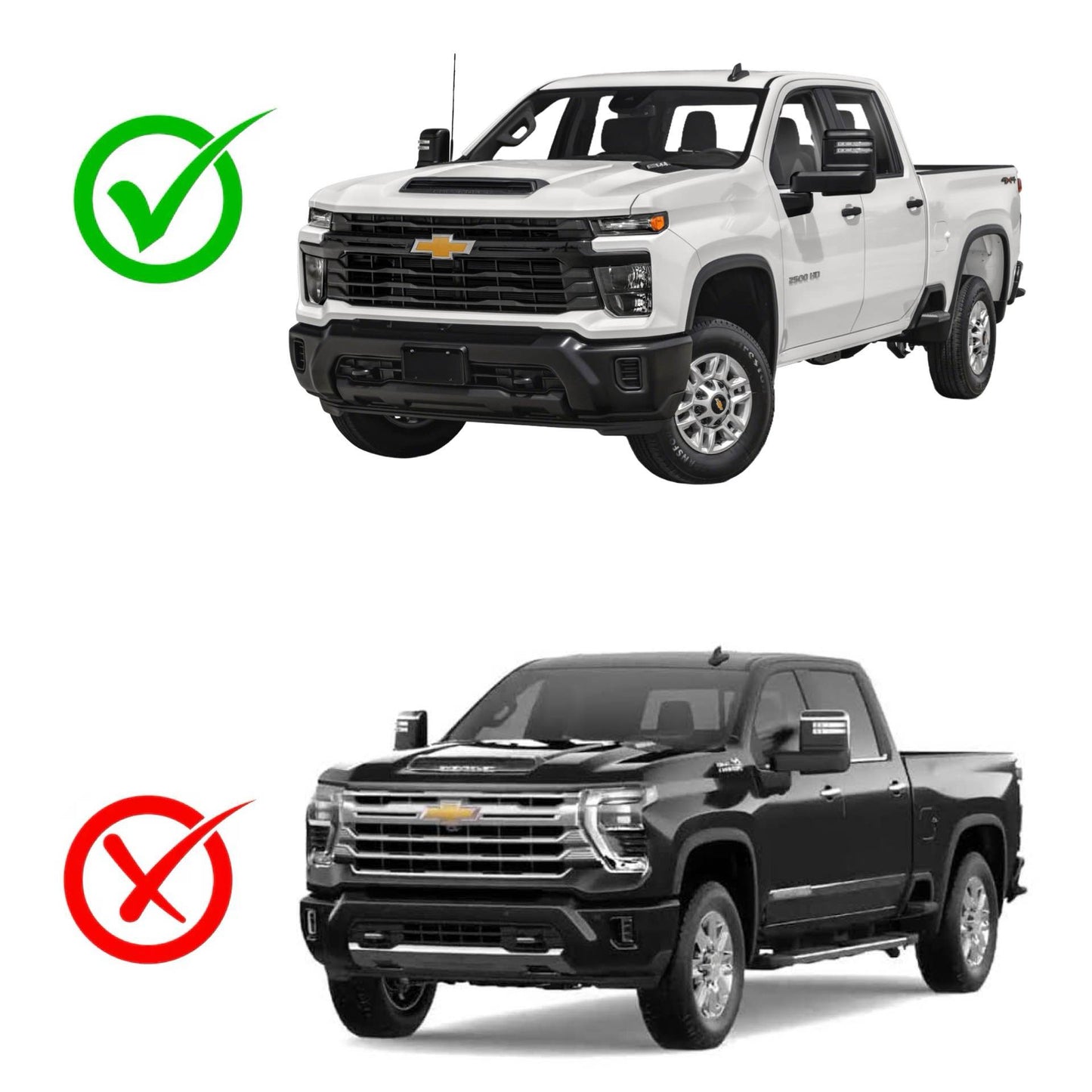 Gloss Black Grille Overlay Trim for 2024-2026 Silverado 2500HD 3500HD WT, LT, Custom