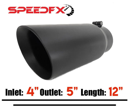 Diesel Exhaust Tip 4” Inlet, 5” Outlet, 12" Long Black