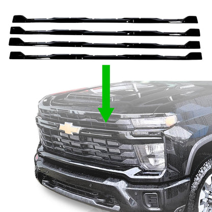 Gloss Black Grille Overlay Trim for 2024-2026 Silverado 2500HD 3500HD WT, LT, Custom