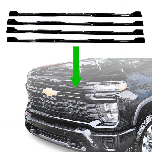 Gloss Black Grille Overlay Trim for 2024-2026 Silverado 2500HD 3500HD WT, LT, Custom
