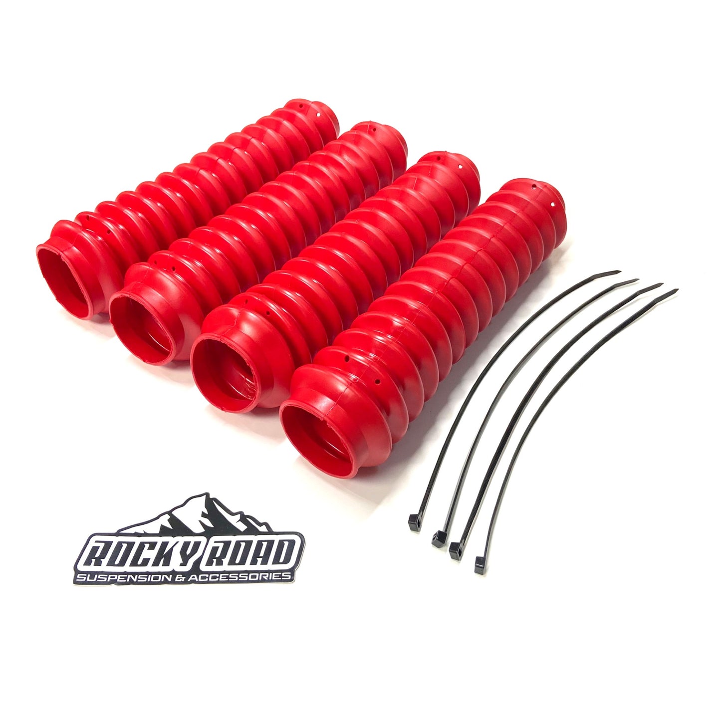 RED 2" x 11" Universal Shock Absorber Dust Boots (Set of 4)