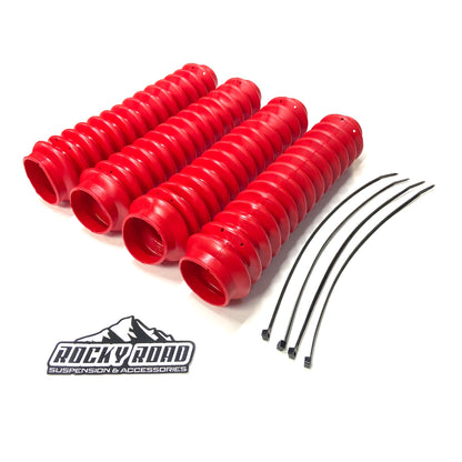 RED 2" x 11" Universal Shock Absorber Dust Boots (Set of 4)