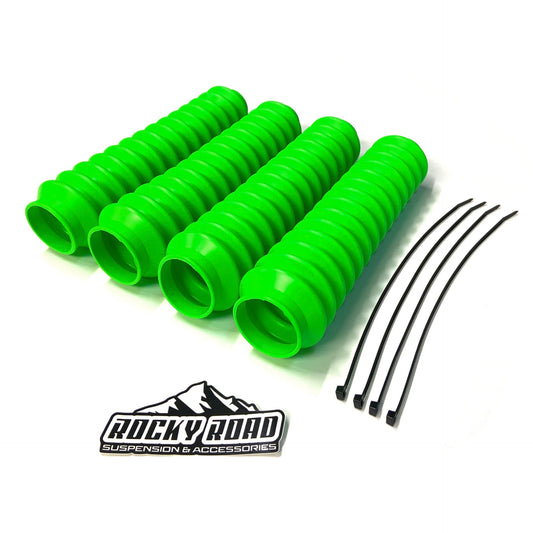 LIME GREEN Universal 2” x 11” Shock Absorber Dust Boots Covers (Set of 4)