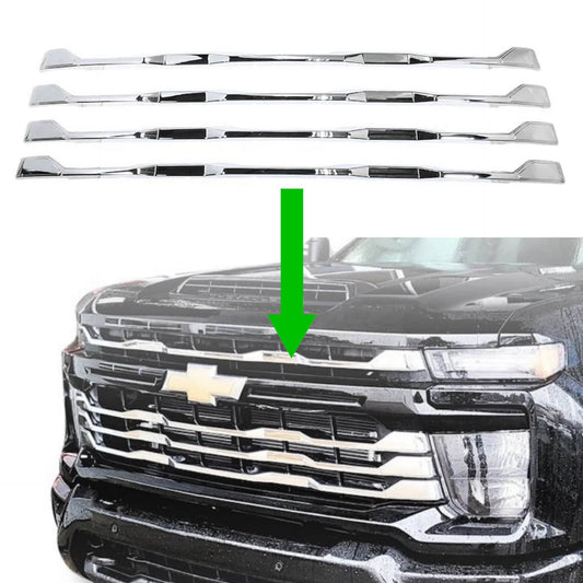 Chrome Grille Overlay Trim for 2024-2026 Silverado 2500HD 3500HD WT, LT, Custom