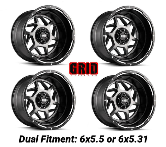 20x9 Grid Wheels GD14 6x5.5, 6x5.31 Matte Anthracite / Black w/ 0mm Offset