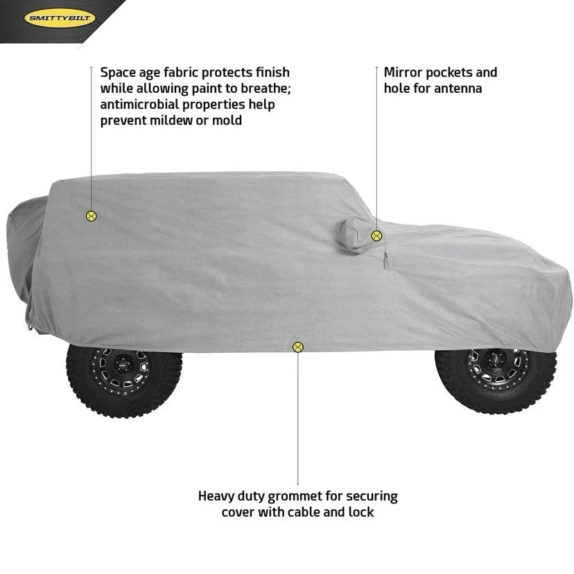 Smittybilt Full Climate Exterior Cover Gray for 2018-2025 Wrangler JL 4DR