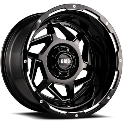 22x12 Grid Wheels GD14 6x5.5, 6x5.31 Gloss Black Milled -44mm Offset