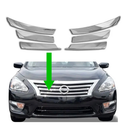 Chrome Grille Grill Insert Overlay Trim 6pc Kit for 2013-2015 Nissan Altima