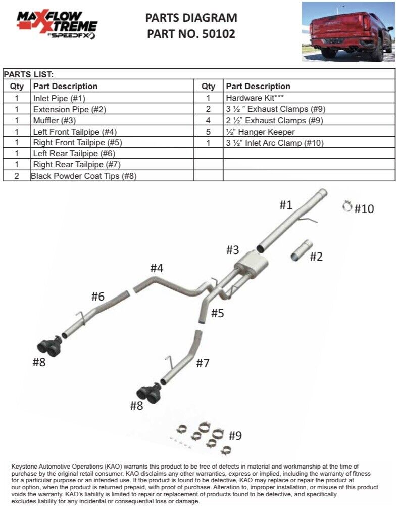 2019+ Silverado / Sierra 1500 w/ 6.2L SpeedFX Dual Exhaust System 50102