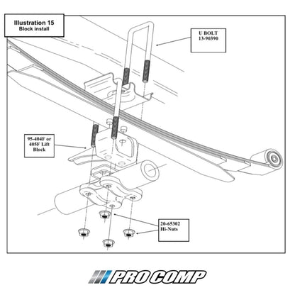 Pro Comp 4” Rear Lift Blocks & U-Bolt Kit for 2004-2020 Ford F150 4x4 4WD