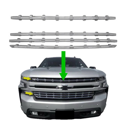 Chrome Snap On Grille Overlay Insert Trim for 2019-2021 Silverado 1500 LT / RST