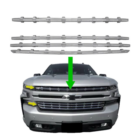 Chrome Snap On Grille Overlay Insert Trim for 2019-2021 Silverado 1500 LT / RST