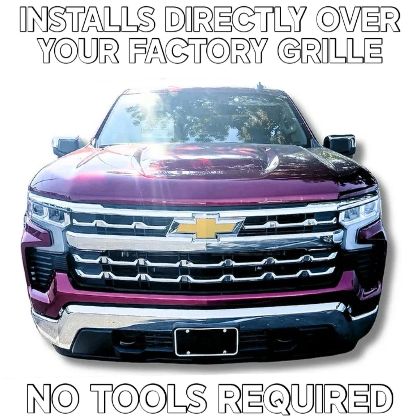 Chrome Grille Overlay Insert Trim Kit for 2022-2026 Chevy Silverado 1500 LT / RST