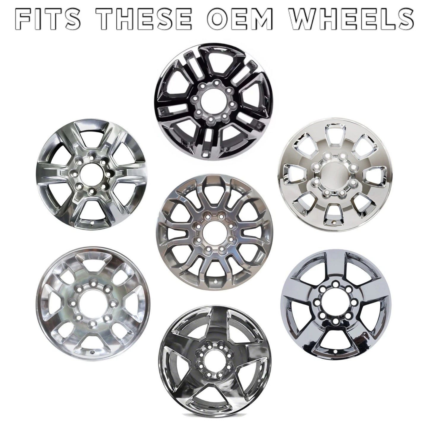 Chrome 7” Wheel Center Hub Caps (4) for 2011-2026 Silverado Sierra 2500HD 3500HD