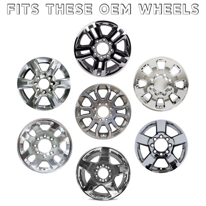 Chrome 7” Wheel Center Hub Caps (4) for 2011-2026 Silverado Sierra 2500HD 3500HD