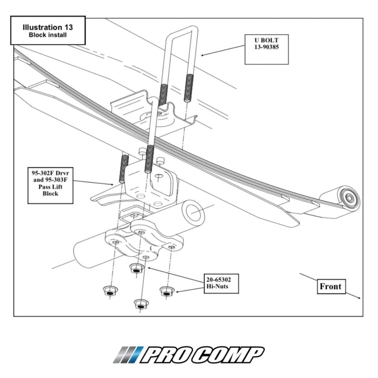 Pro Comp 3” Rear Lift Blocks & U-Bolt Kit for 2004-2020 Ford F150 4x4 4WD