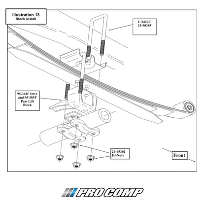 Pro Comp 3” Rear Lift Blocks & U-Bolt Kit for 2004-2020 Ford F150 4x4 4WD