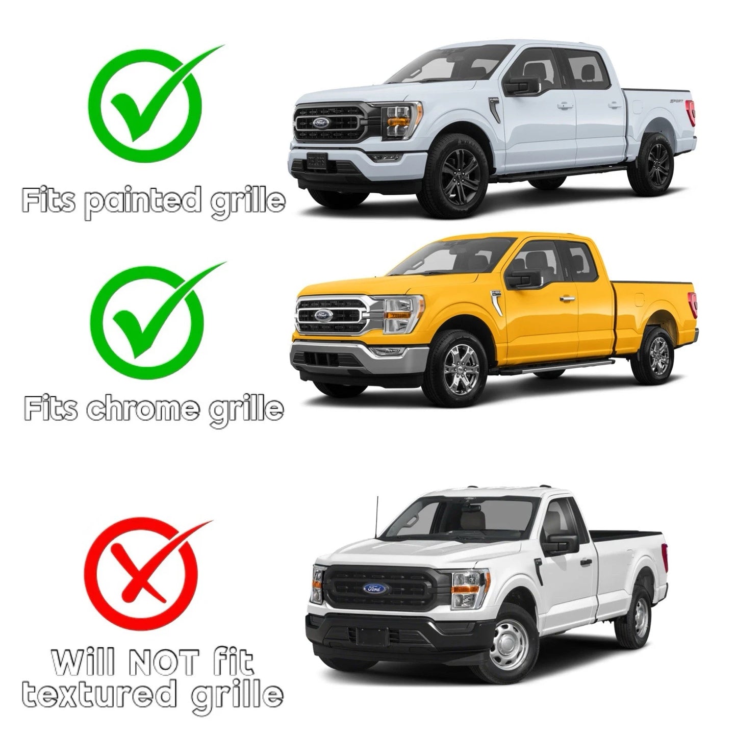 Gloss Black Grille Grill Overlay Insert Trim Kit for 2021-2023 Ford F150 XL, XLT