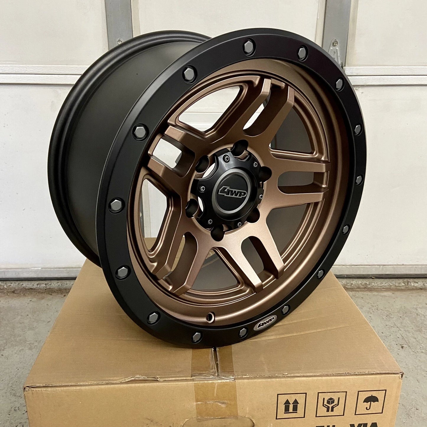 SET OF 4 Off-Road Wheels 17x8.5” w/ 6x5.5 Bolt Pattern Bronze Black 0mm Offset