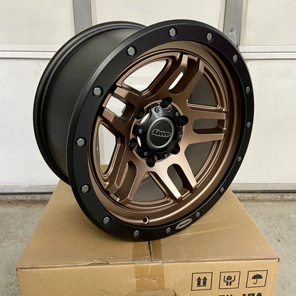 SET OF 4 Off-Road Wheels 17x8.5” w/ 6x5.5 Bolt Pattern Bronze Black 0mm Offset