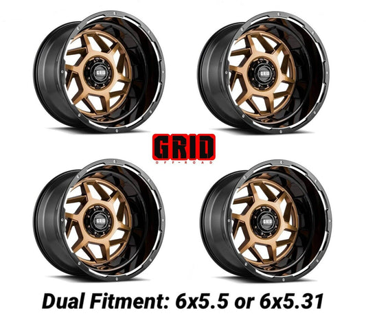 20x9 Grid Wheels GD14 6x5.5, 6x5.31 Gloss Bronze 0mm Offset