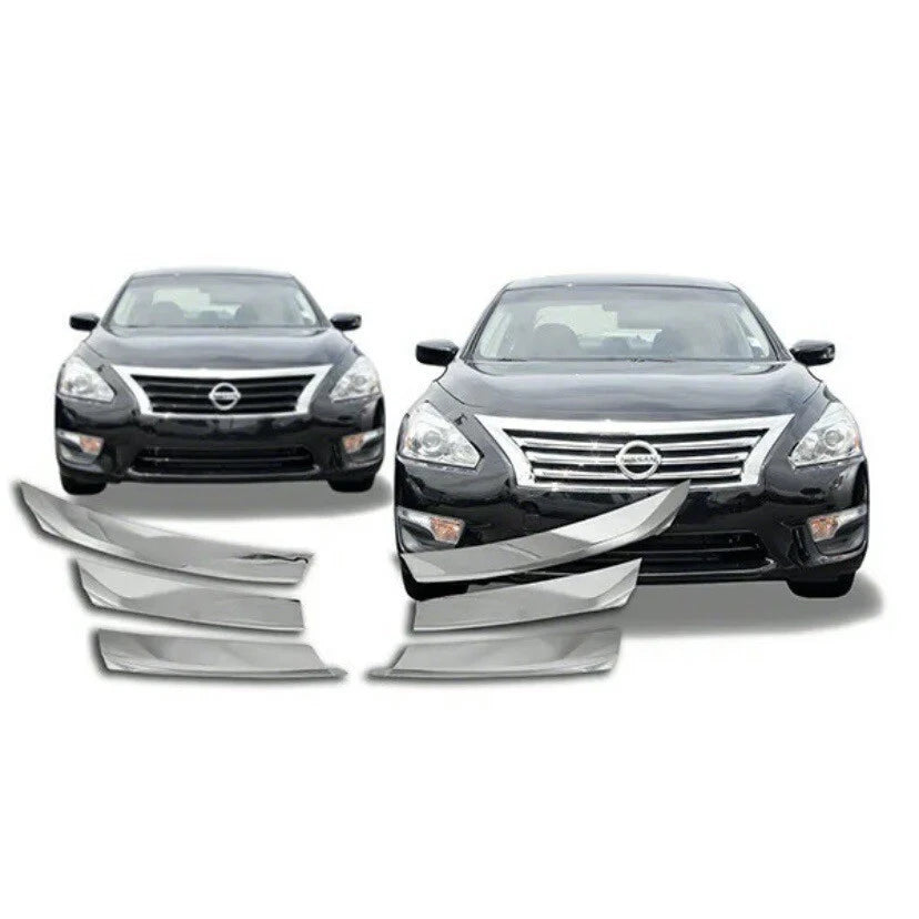 Chrome Grille Grill Insert Overlay Trim 6pc Kit for 2013-2015 Nissan Altima