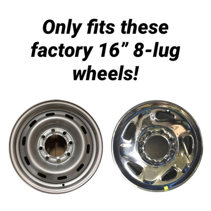 Chrome Center Wheel Hub Caps (Set of 4) for 94-98 Dodge Ram 2500 & 98-03 Van 16" 8 Lug