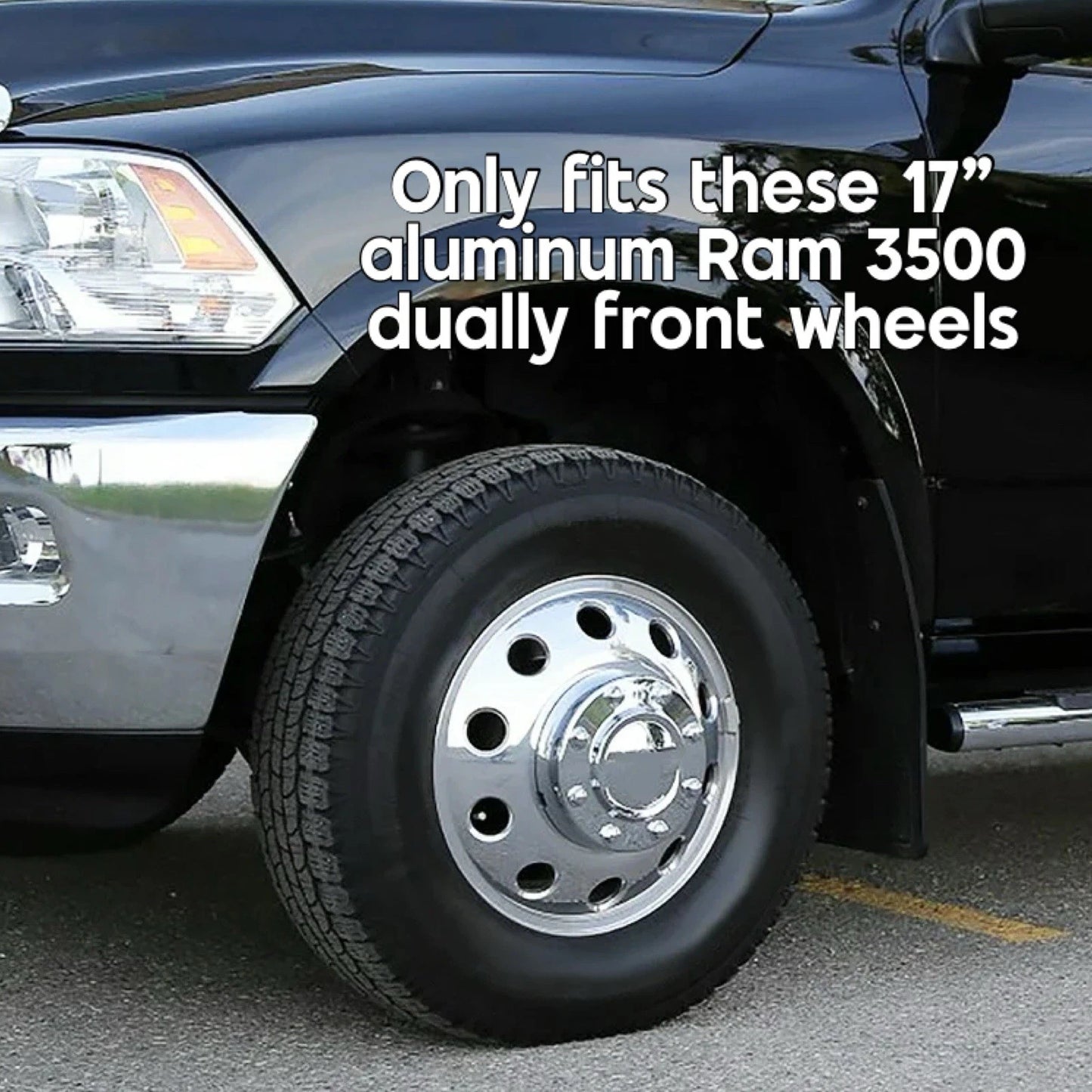 Chrome Front Center Caps (2) for 2011-2018 RAM 3500 Dually w/ 17” Aluminum Wheels