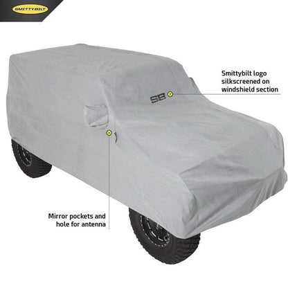 Smittybilt Full Climate Exterior Cover Gray for 2018-2025 Wrangler JL 4DR