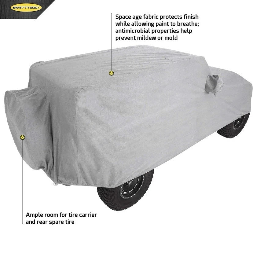 Smittybilt Full Climate Exterior Cover Gray for 2018-2025 Wrangler JL 4DR