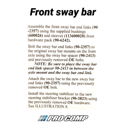 Pro Comp Extended Sway Bar Links & Spacers for 2007-2010 F250 F350 4x4 6” LIFT