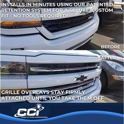 Chrome Grille Overlay 3pc Trim Insert Kit for 2016-2018 Silverado 1500 LT Z71
