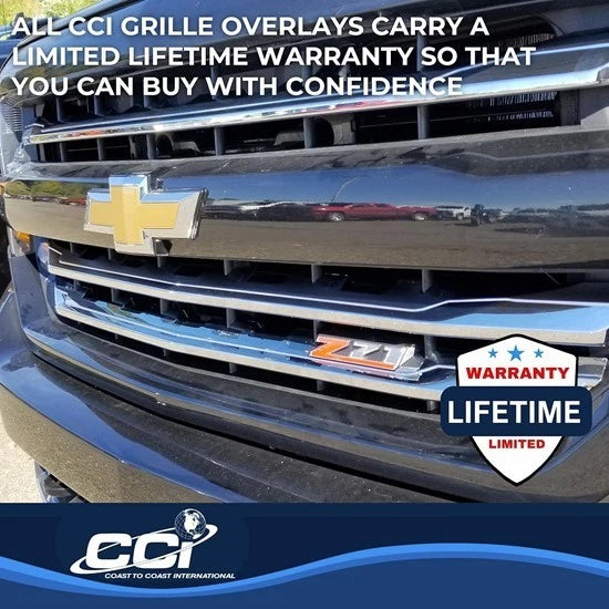 Chrome Grille Overlay 3pc Trim Insert Kit for 2016-2018 Silverado 1500 LT Z71