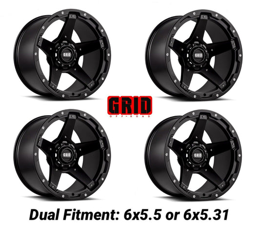 20x9 Grid Wheels GD04 6x5.5, 6x5.31 Matte Black +15mm Offset