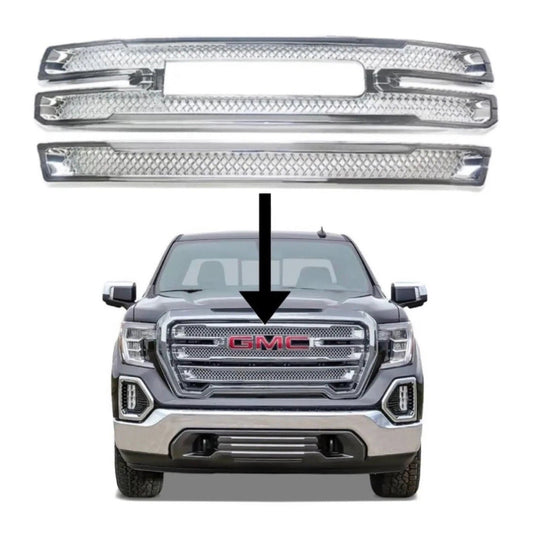 CHROME Grille Overlay Inserts kit for 2019-2021 GMC Sierra 1500 SLT AT4